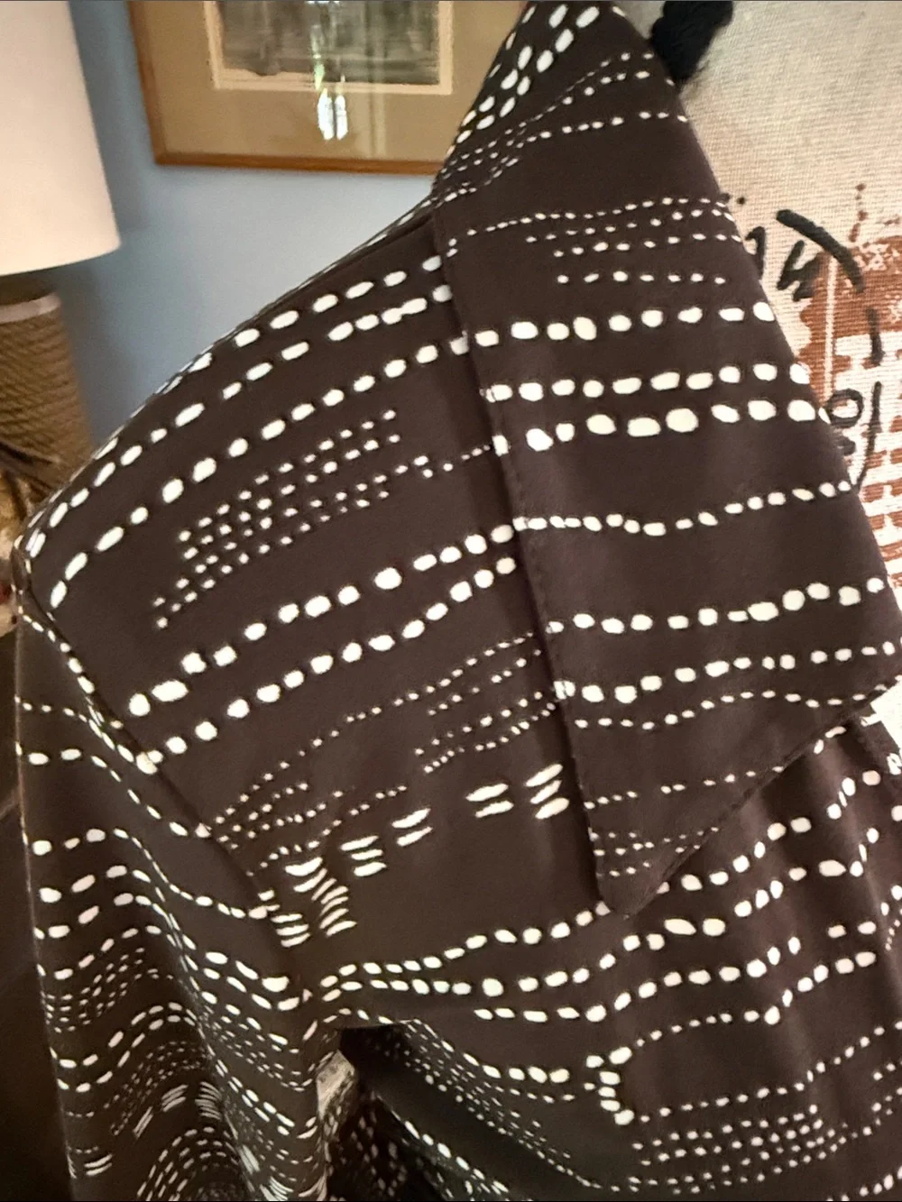 Chapter One Espresso Brown Abstract Dot Faux Wrap Tie Midi Dress Medium